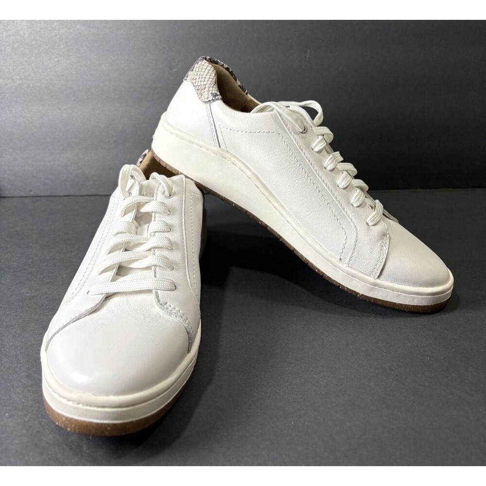 Aetrex Shoes Womens White Leather Blake Snake Print Sneakers Comfort Sz 7.5